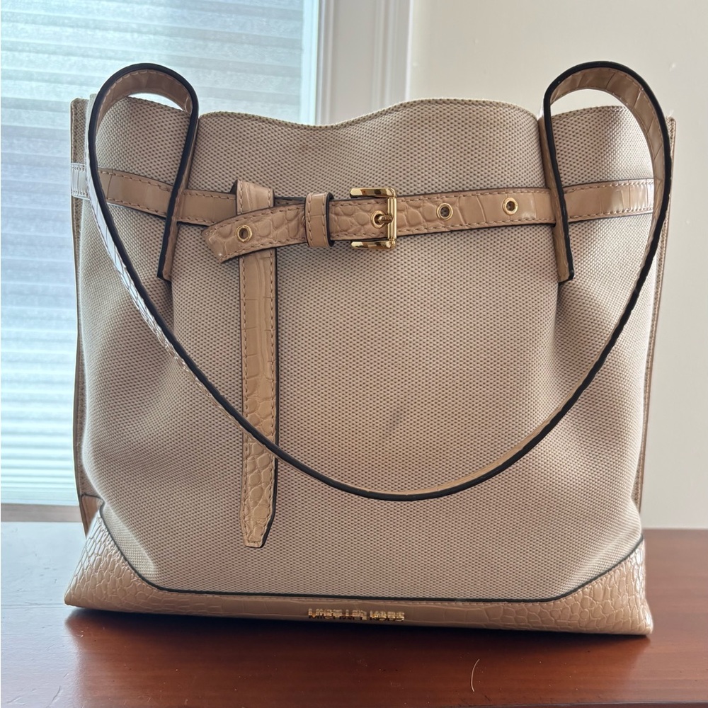 Michael Kors Emilia Large Canvas Crocodile Embossed Tote